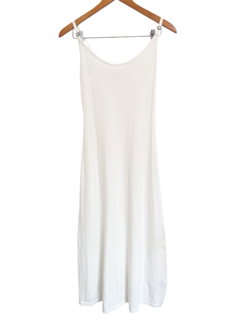 EUC Dissh Off White Linen/Tencel Blend Scoop Neck Knit Slip Midi Dress